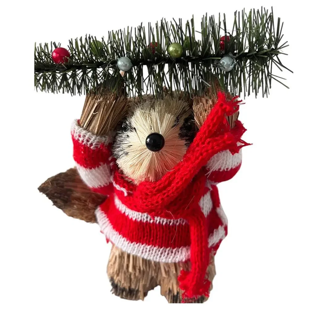 Lot of 3 Christmas Ornament Straw Squirrel Rabbit Small Holidays Forest Animals